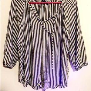 COMO BLACK size L stripes blouse